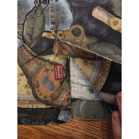 Tommy Bahama Shirt Mens L 100%‎ Silk Cigars Leaves Print Short Sleeve Hawaiian - Picture 4 of 10